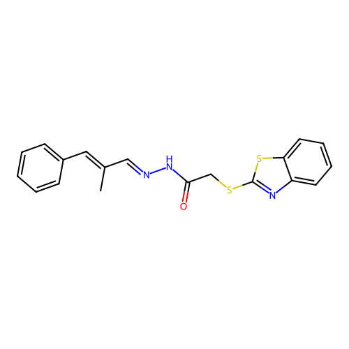 2-(1,3-benzothiazol-2-ylsulfanyl)-N'-[(1E,2E)-2-methyl-3-phenylprop-2-en-1-ylidene]acetohydrazide structure