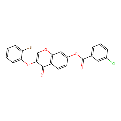 3-(2-bromophenoxy)-4-oxo-4H-chromen-7-yl 3-chlorobenzoate structure