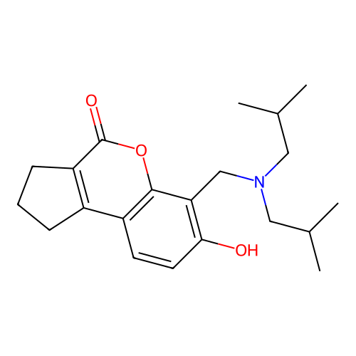 6-[(Diisobutylamino)-methyl]-7-hydroxy-2,3-dihydro-1H-cyclopenta[c]chromen-4-one structure