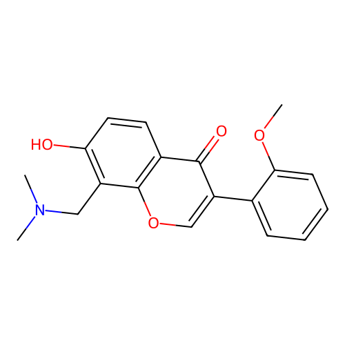 8-Dimethylaminomethyl-7-hydroxy-3-(2-methoxy-phenyl)-chromen-4-one structure