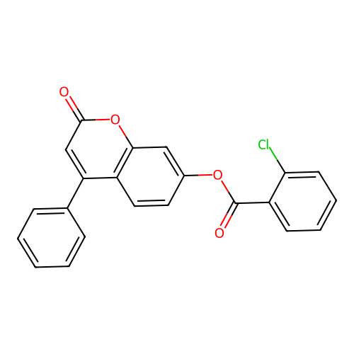 2-oxo-4-phenyl-2H-chromen-7-yl 2-chlorobenzoate structure