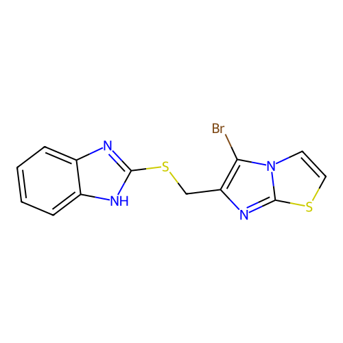 2-{[(5-bromoimidazo[2,1-b][1,3]thiazol-6-yl)methyl]sulfanyl}-1H-benzimidazole structure