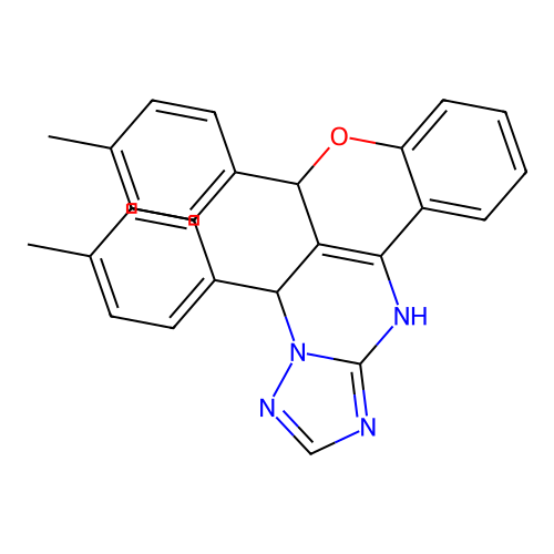 6,7-bis(4-methylphenyl)-7,12-dihydro-6H-chromeno[4,3-d][1,2,4]triazolo[1,5-a]pyrimidine structure
