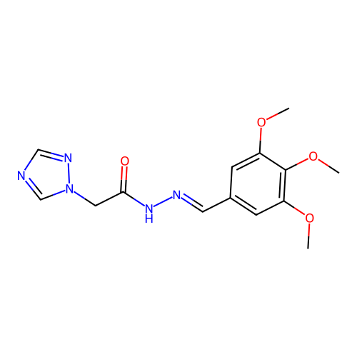 (E)-2-(1H-1,2,4-triazol-1-yl)-N'-(3,4,5-trimethoxybenzylidene)acetohydrazide structure