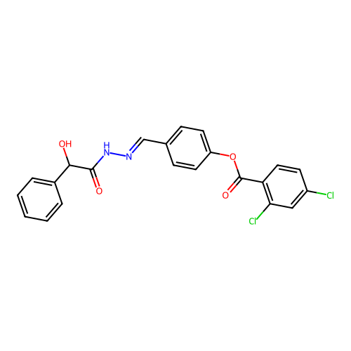 4-(2-(Hydroxy(phenyl)acetyl)carbohydrazonoyl)phenyl 2,4-dichlorobenzoate structure