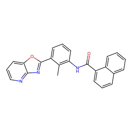 N-[2-methyl-3-([1,3]oxazolo[4,5-b]pyridin-2-yl)phenyl]naphthalene-1-carboxamide structure