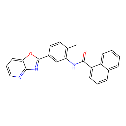 N-[2-methyl-5-([1,3]oxazolo[4,5-b]pyridin-2-yl)phenyl]naphthalene-1-carboxamide structure