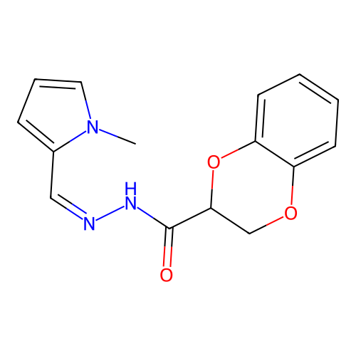 2H,3H-benzo[e]1,4-dioxin-2-yl-N-[(1Z)-2-(1-methylpyrrol-2-yl)-1-azavinyl]carbo xamide structure