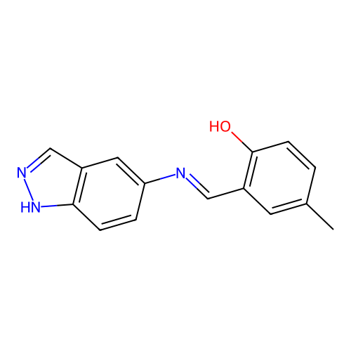 2-[(1H-indazol-5-ylimino)methyl]-4-methylphenol structure