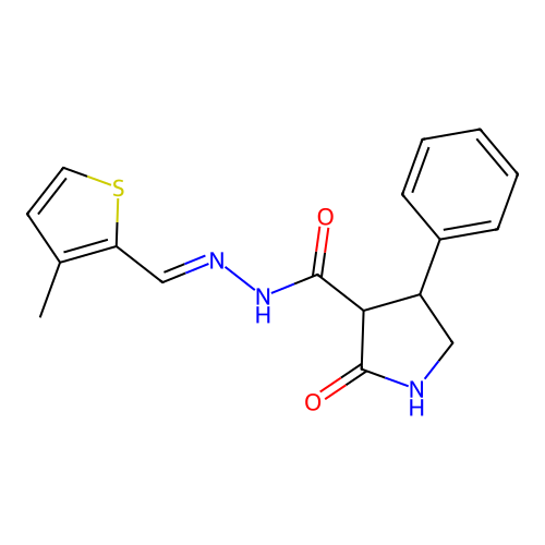 N'-[(E)-(3-methylthiophen-2-yl)methylidene]-2-oxo-4-phenylpyrrolidine-3-carbohydrazide structure