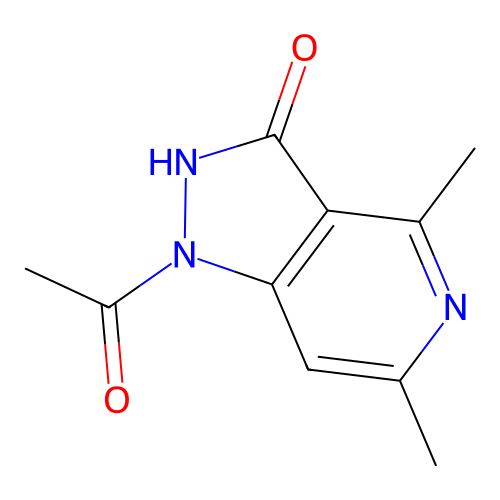1-acetyl-4,6-dimethyl-1,2-dihydro-3H-pyrazolo[4,3-c]pyridin-3-one structure