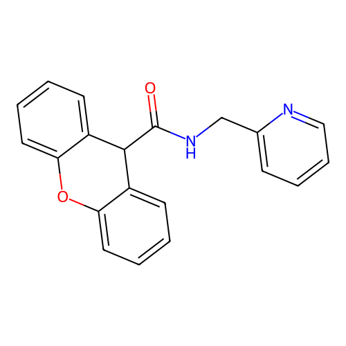 N-(pyridin-2-ylmethyl)-9H-xanthene-9-carboxamide structure