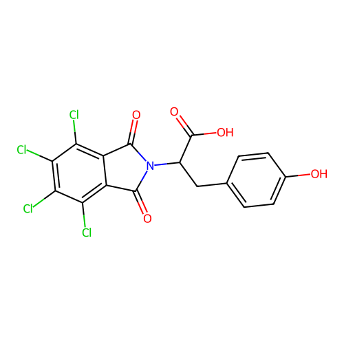 3-(4-hydroxyphenyl)-2-(4,5,6,7-tetrachloro-1,3-dioxo-1,3-dihydro-2H-isoindol-2-yl)propanoic acid structure