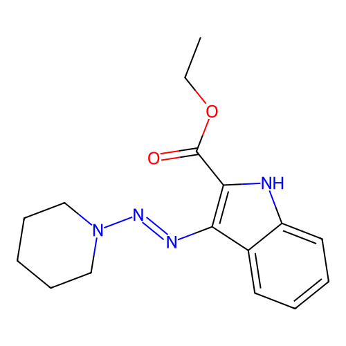 ethyl 3-[(E)-piperidin-1-yldiazenyl]-1H-indole-2-carboxylate structure
