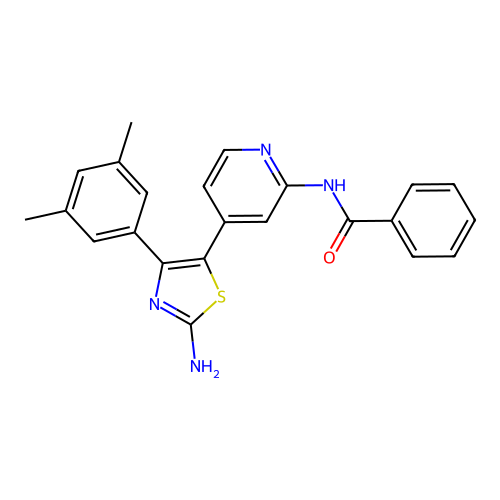 N-[4-[2-Amino-4-(3,5-dimethylphenyl)-1,3-thiazol-5-YL]-2-pyridyl]benzamide structure