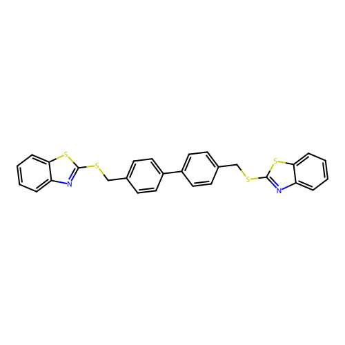 4,4'-Bis((benzo[d]thiazol-2-ylthio)methyl)-1,1'-biphenyl structure