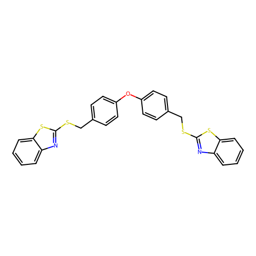 2,2'-(((oxybis(4,1-phenylene))bis(methylene))bis(sulfanediyl))bis(benzo[d]thiazole) structure