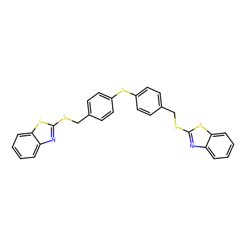 Bis(4-((benzo[d]thiazol-2-ylthio)methyl)phenyl)sulfane structure