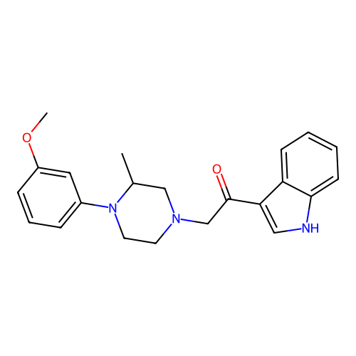 1-(1H-indol-3-yl)-2-[4-(3-methoxyphenyl)-3-methylpiperazin-1-yl]ethanone structure