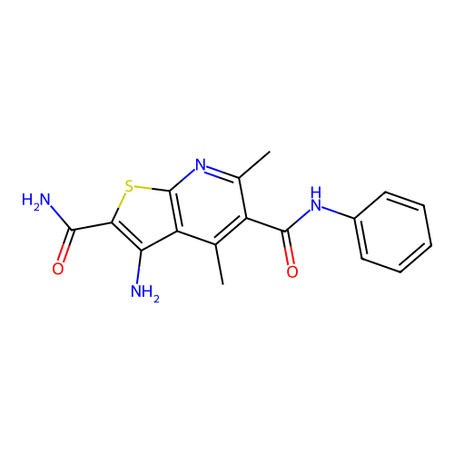 3-Amino-4,6-dimethyl-N5-phenylthieno[2,3-B]pyridine-2,5-dicarboxamide structure