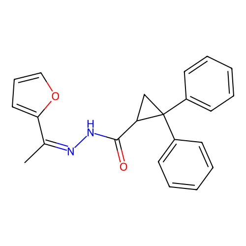 N'-[(1Z)-1-(furan-2-yl)ethylidene]-2,2-diphenylcyclopropanecarbohydrazide structure