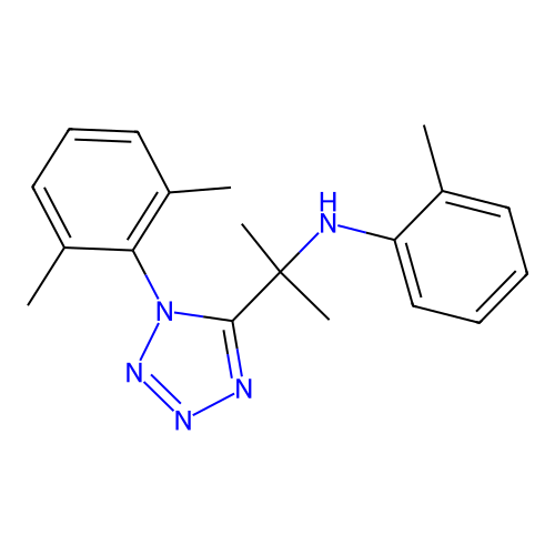 N-(2-(1-(2,6-dimethylphenyl)-1H-tetrazol-5-yl)propan-2-yl)-2-methylaniline structure