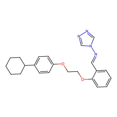 N-[(E)-{2-[2-(4-cyclohexylphenoxy)ethoxy]phenyl}methylidene]-4H-1,2,4-triazol-4-amine structure