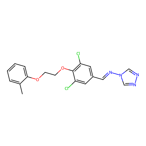 N-[(E)-{3,5-dichloro-4-[2-(2-methylphenoxy)ethoxy]phenyl}methylidene]-4H-1,2,4-triazol-4-amine structure
