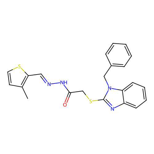 2-[(1-benzyl-1H-benzimidazol-2-yl)sulfanyl]-N'-[(E)-(3-methylthiophen-2-yl)methylidene]acetohydrazide structure