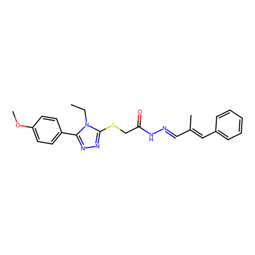 2-{[4-ethyl-5-(4-methoxyphenyl)-4H-1,2,4-triazol-3-yl]sulfanyl}-N'-[(1E,2E)-2-methyl-3-phenylprop-2-en-1-ylidene]acetohydrazide structure