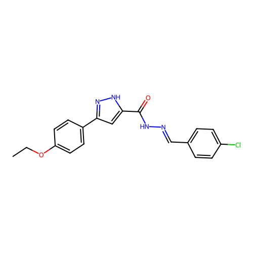 N'-[(E)-(4-chlorophenyl)methylidene]-3-(4-ethoxyphenyl)-1H-pyrazole-5-carbohydrazide structure