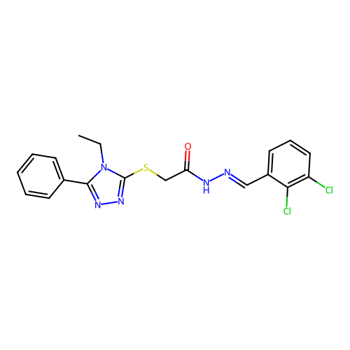 N'-[(E)-(2,3-dichlorophenyl)methylidene]-2-[(4-ethyl-5-phenyl-4H-1,2,4-triazol-3-yl)sulfanyl]acetohydrazide structure