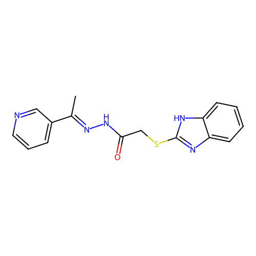 2-(1H-Benzimidazol-2-ylthio)-N'-(1-(3-pyridinyl)ethylidene)acetohydrazide structure