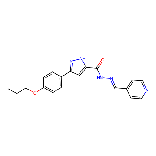 3-(4-propoxyphenyl)-N'-[(E)-4-pyridinylmethylidene]-1H-pyrazole-5-carbohydrazide structure