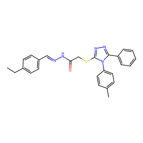 N'-[(E)-(4-ethylphenyl)methylidene]-2-{[4-(4-methylphenyl)-5-phenyl-4H-1,2,4-triazol-3-yl]sulfanyl}acetohydrazide structure