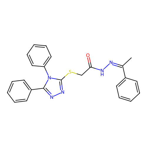 2-[(4,5-diphenyl-1,2,4-triazol-3-yl)sulfanyl]-N-(1-phenylethylideneamino)acetamide structure