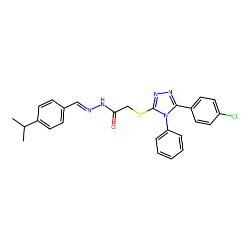 2-{[5-(4-chlorophenyl)-4-phenyl-4H-1,2,4-triazol-3-yl]sulfanyl}-N'-{(E)-[4-(propan-2-yl)phenyl]methylidene}acetohydrazide structure