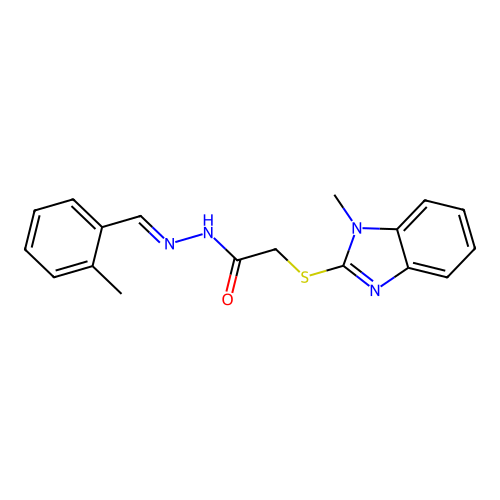 2-((1-Methyl-1H-benzimidazol-2-YL)thio)-N'-(2-methylbenzylidene)acetohydrazide structure
