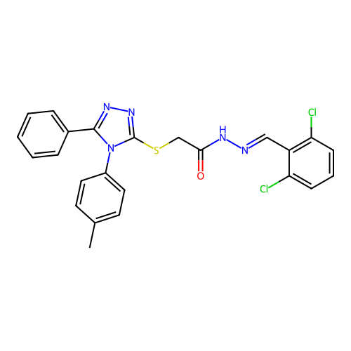 N'-[(E)-(2,6-dichlorophenyl)methylidene]-2-{[4-(4-methylphenyl)-5-phenyl-4H-1,2,4-triazol-3-yl]sulfanyl}acetohydrazide structure