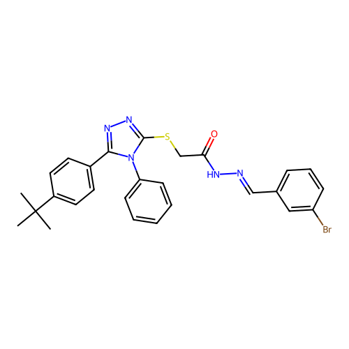 N'-[(E)-(3-bromophenyl)methylidene]-2-{[5-(4-tert-butylphenyl)-4-phenyl-4H-1,2,4-triazol-3-yl]sulfanyl}acetohydrazide structure