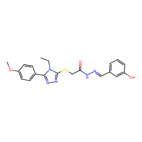 2-{[4-ethyl-5-(4-methoxyphenyl)-4H-1,2,4-triazol-3-yl]sulfanyl}-N'-[(E)-(3-hydroxyphenyl)methylidene]acetohydrazide structure