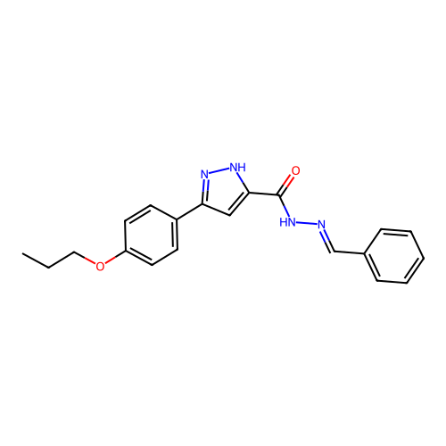 N'-[(E)-phenylmethylidene]-3-(4-propoxyphenyl)-1H-pyrazole-5-carbohydrazide structure