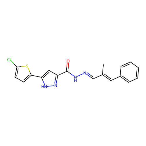 3-(5-CL-2-Thienyl)-N'-(2-ME-3-PH-2-propenylidene)-1H-pyrazole-5-carbohydrazide structure