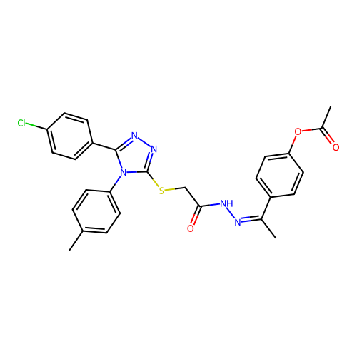 (Z)-4-(1-(2-(2-((5-(4-chlorophenyl)-4-(p-tolyl)-4H-1,2,4-triazol-3-yl)thio)acetyl)hydrazono)ethyl)phenyl acetate structure