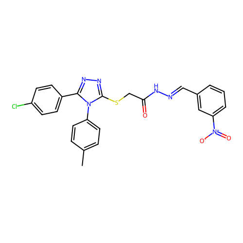 2-{[5-(4-chlorophenyl)-4-(4-methylphenyl)-4H-1,2,4-triazol-3-yl]sulfanyl}-N'-[(E)-(3-nitrophenyl)methylidene]acetohydrazide structure