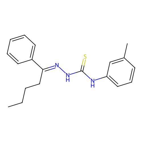1-(3-methylphenyl)-3-[(E)-1-phenylpentylideneamino]thiourea structure