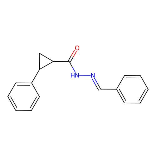 N'-benzylidene-2-phenylcyclopropanecarbohydrazide structure