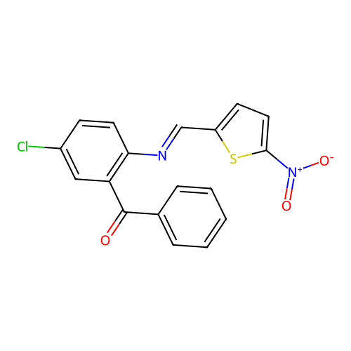 [5-Chloro-2-[(5-nitrothiophen-2-yl)methylideneamino]phenyl]-phenylmethanone structure