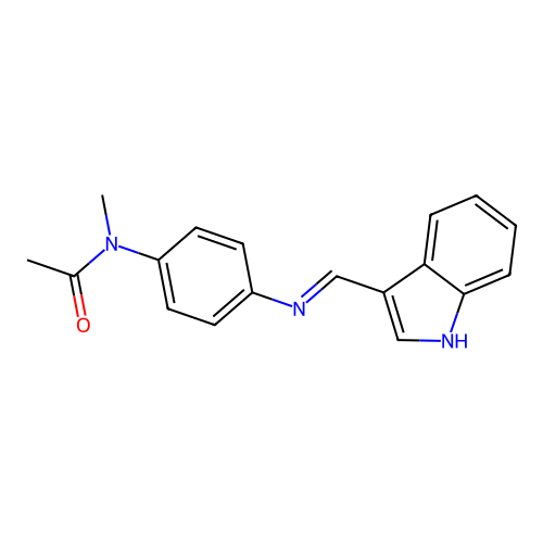 N-{4-[(1H-indol-3-ylmethylene)amino]phenyl}-N-methylacetamide structure