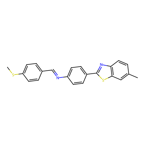 4-(6-methyl-1,3-benzothiazol-2-yl)-N-[4-(methylsulfanyl)benzylidene]aniline structure
